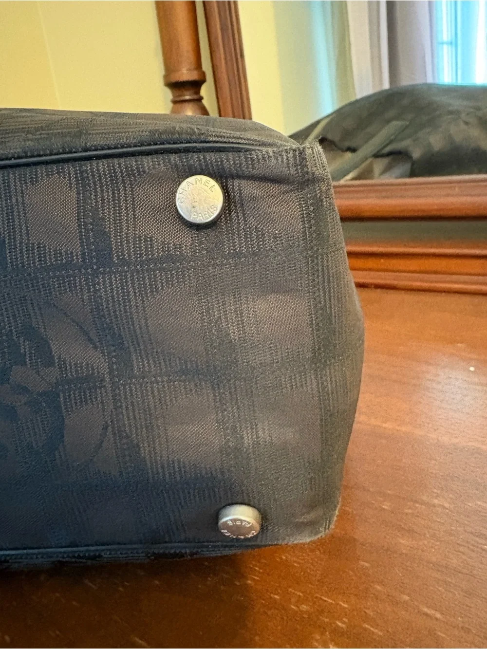 Chanel Travel Line Tote SM with Jacquard logo pattern In charcoalblack